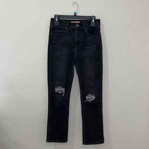 Black Ripped High-Rise Levi’s Jeans